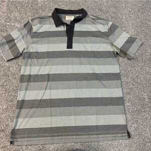 Linksoul Polo Shirt Men Extra Large Green Gray Striped Short Sleeve Golf